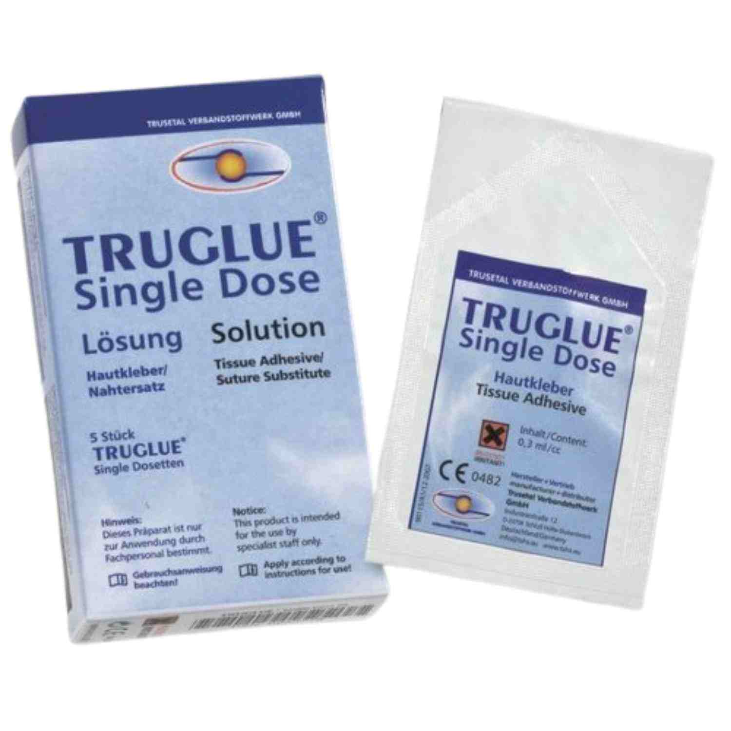 TRUGLUE Haut- und Wundkleber zur Versorgung von Hautläsionen, 5 x Dosette à 0,3 ml - 1 Pack